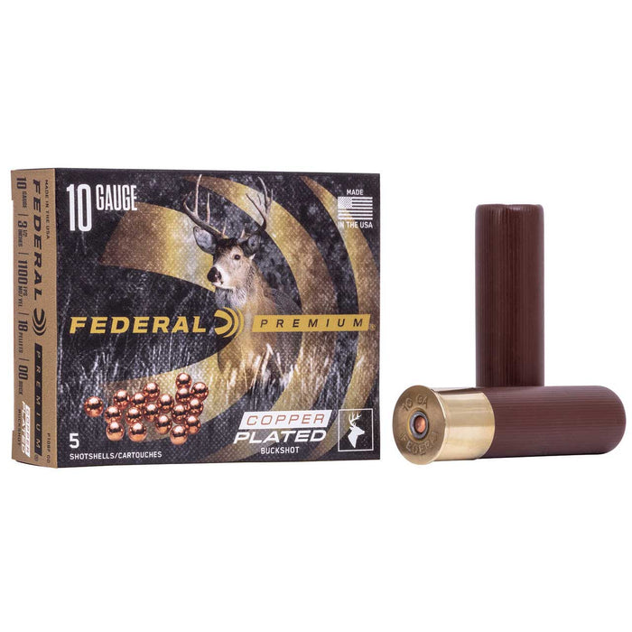 Federal Premium Vital-Shok 10 Gauge  3.50" 18 Pellets 2 1/4 oz 00 Buck Shot 5 Per Box