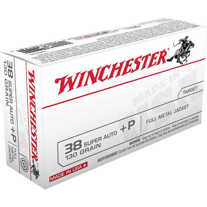 Winchester Ammo USA .38 Super +P 130 gr Full Metal Jacket (FMJ) 50 Per Box