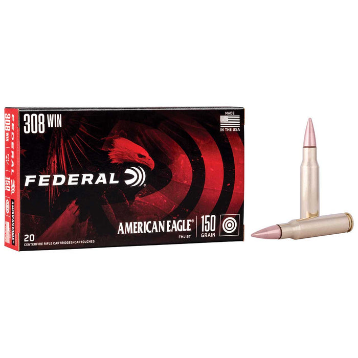 Federal .308 Win 150 gr American Eagle FMJ Boat-Tail Ammunition - 20 Round Box