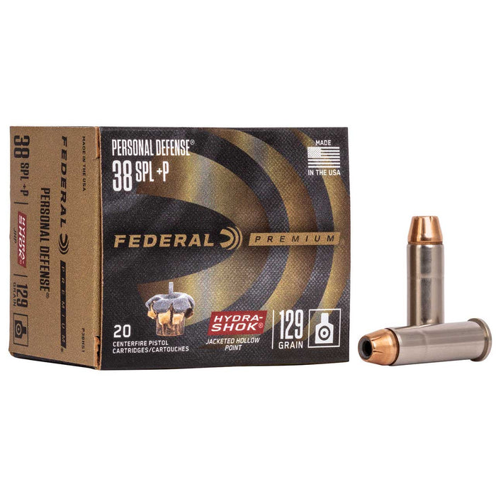 Federal Premium Defense .38 Special +P 129 gr Hydra-Shok Jacketed Hollow Point 20 Per Box