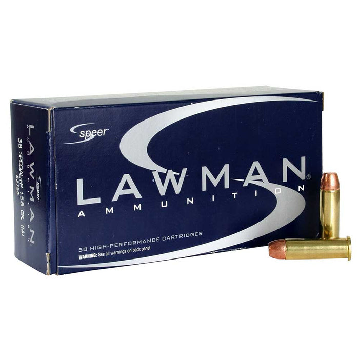 Speer Lawman .38 Special +P 158 gr Total Metal Jacket Round Nose (TMJRN) 50 Per Box
