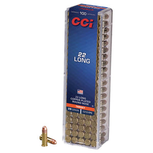 CCI .22 Long 29 gr Target Copper-Plated Round Nose Ammunition - 100 Round Box