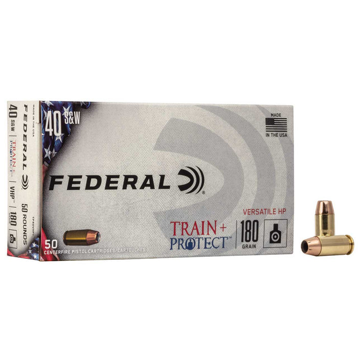 Federal Train + Protect Training .40 S&W 180 gr Versatile Hollow Point (VHP) 50 Per Box
