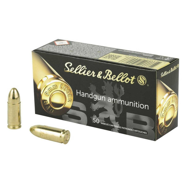 Sellier & Bellot 9mm Luger 124gr FMJ Ammunition - 50 Round Box
