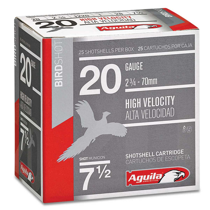 Aguila 20 Gauge Hunting High Velocity 2.75" 1 oz 7.5 Shot Ammunition - 25 Round Box