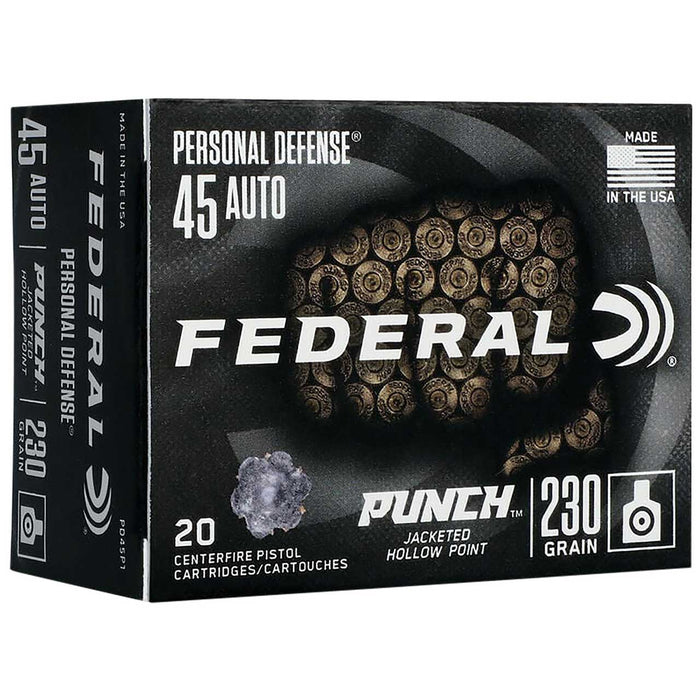 Federal Premium Defense Punch .45 ACP 230 gr Jacketed Hollow Point (JHP) 20 Per Box