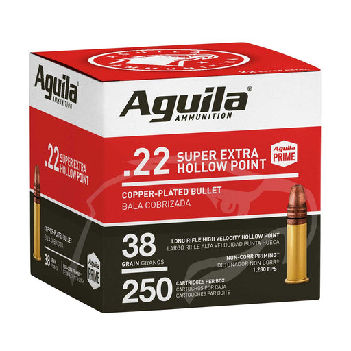 Aguila .22 LR 38 gr Super Extra High Velocity Copper Plated Hollow Point Ammunition - 250 Round Box