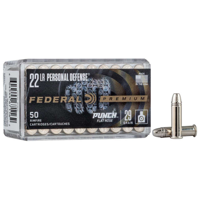Federal Premium Personal Defense Punch .22 LR 29 gr Flat Nose (FN) 50 Per Box
