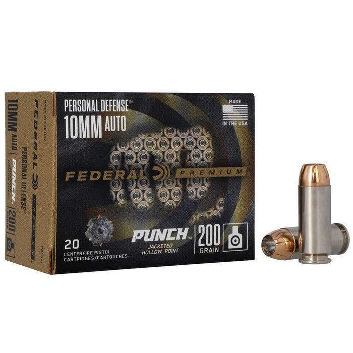 Federal 10mm Auto 200gr Premium Punch JHP Ammunition - 20 Round Box
