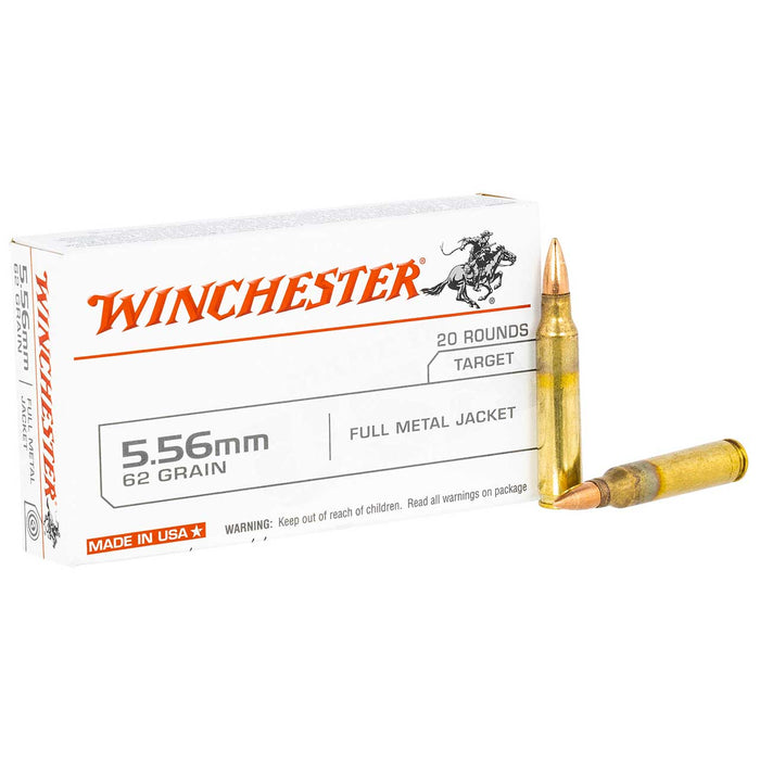 Winchester 5.56x45mm NATO 62 gr USA FMJ Ammunition - 20 Round Box
