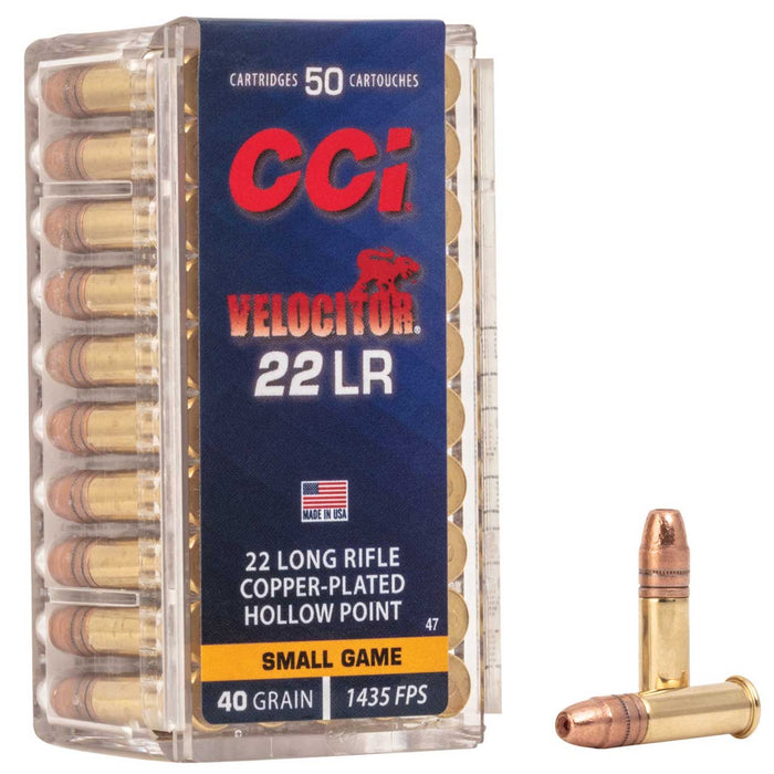 CCI Velocitor .22 Lr 40 Gr Copper Plated Hollow Point (CPHP) 50 Per Box