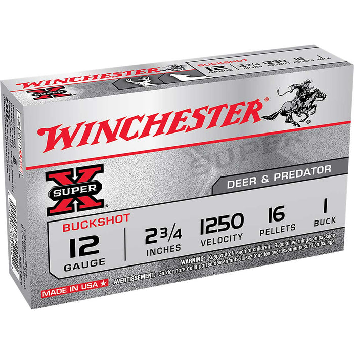Winchester Ammo Super X 12 Gauge 2.75" 1 Buck Shot 5 Per Box