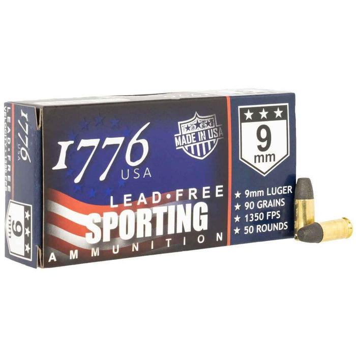 1776 USA 9mm Luger 90 gr Lead Free Training Ammunition - 50 Round Box