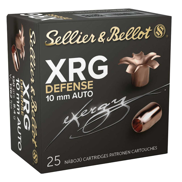 Sellier & Bellot XRG Defense 10mm Auto 130 gr Jacketed Hollow Point (JHP) 25 Per Box