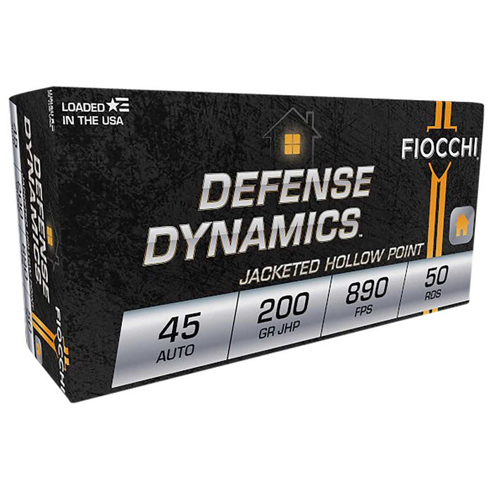 Fiocchi Defense Dynamics Defense .45 ACP 200 Gr Jacketed Hollow Point (JHP) 50 Per Box