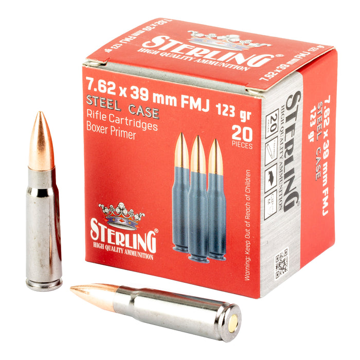 Sterling Sterling Steel Case Select 7.62X39mm 123 Grain Full Metal Jacket Steel Cased 20 Round Box