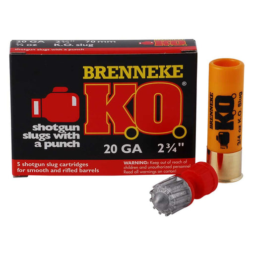 Brenneke K.O. Hunting 20 Gauge 2.75" 3/4 oz Slug Shot 5 Per Box