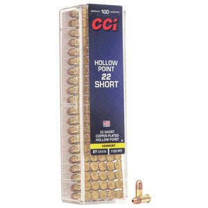 CCI Varmint Rimfire .22 Short 27 Gr Copper Plated Hollow Point (CPHP) 100 Per Box