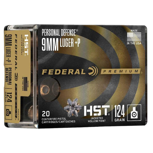 Federal Premium Defense 9mm Luger +P 124 gr HST Jacketed Hollow Point 20 Per Box