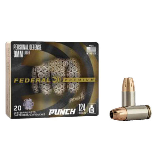 Federal Premium Defense Punch 9mm Luger 124 gr Jacketed Hollow Point (JHP) 20 Per Box