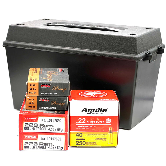PMC, Norma & Aguila .223 & .22LR Range Bundle - 330 Round Bundle With Free Ammo Can