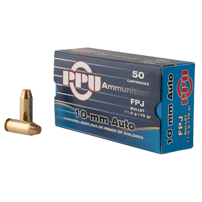 PPU Handgun 10mm Auto 170 Gr Flat Point Jacketed (FPJ) 50 Per Box