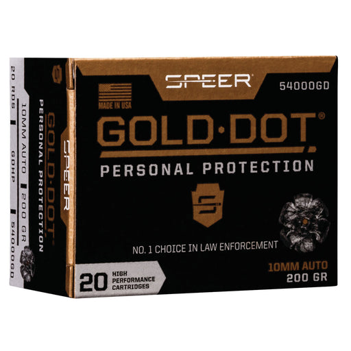 Speer Gold Dot Personal Protection 10mm Auto 200 Gr Hollow Point (HP) 20 Per Box