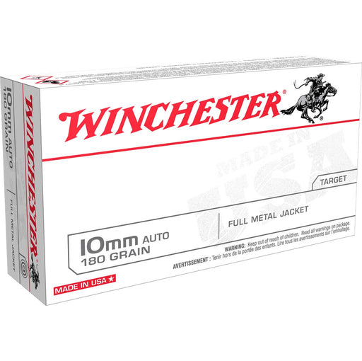 Winchester Ammo USA 10mm Auto 180 Gr Full Metal Jacket Flat Nose (FMJ) 50 Per Box