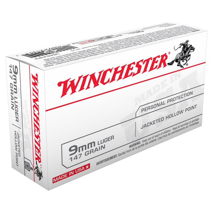 Winchester Ammo USA Defense 9mm Luger 115 gr Jacketed Hollow Point (JHP) 50 Per Box