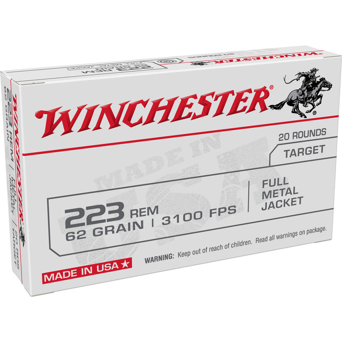 Winchester .223 Rem 62 gr USA Full Metal Jacket Ammunition - 20 Round Box