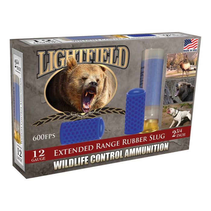 Lightfield 12 Gauge 2-3/4" Extended Range Rubber Slug Ammunition - 5 Round Box