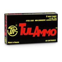 TulAmmo 9mm Luger 115gr Full Metal Jacket Ammunition - 50 Round Box