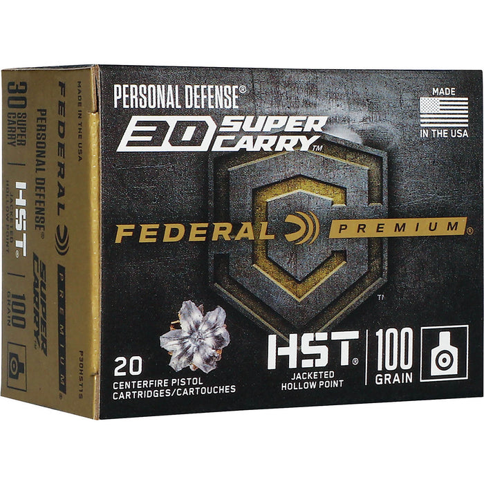 Federal .30 Super Carry 100gr Premium HST Jacketed Hollow Point Ammunition - 20 Round Box
