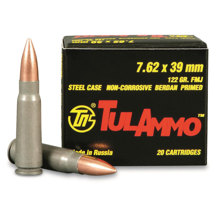 Tula 7.62x39 122gr Full Metal Jacket Ammunition - 20 Round Box