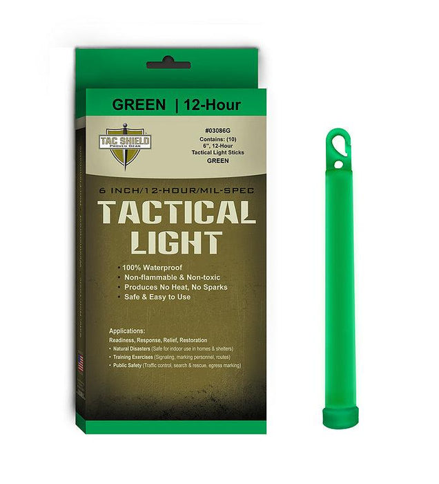 Tac Shield Tactical Light Stick - Green - 10 Pack