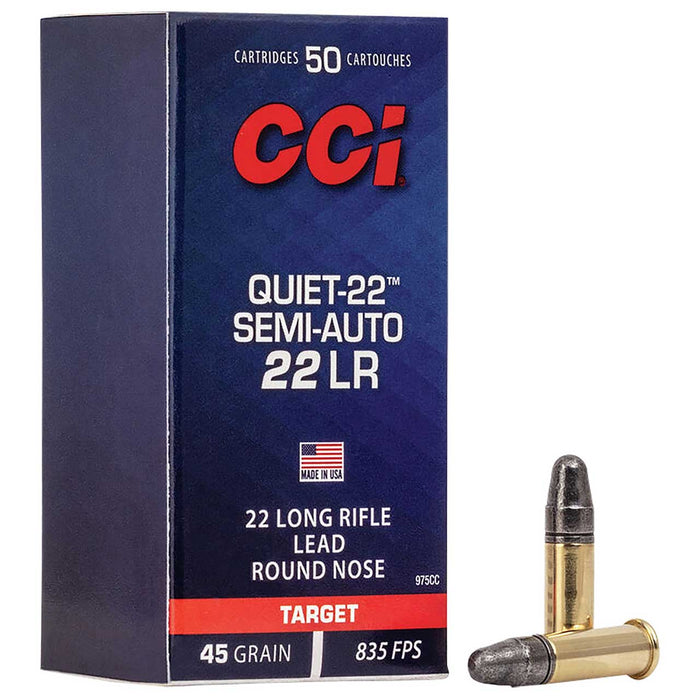 CCI Quiet-22 .22 LR 45 gr Lead Round Nose (LRN) 50 Per Box
