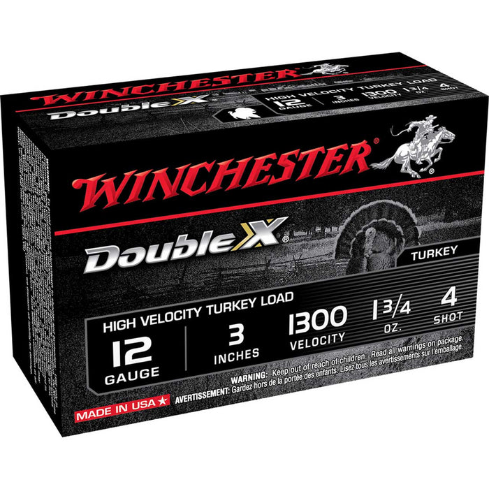 Winchester Ammo Double X High Velocity Turkey 12 Gauge 3" 1 3/4 oz 4 Shot 10 Per Box