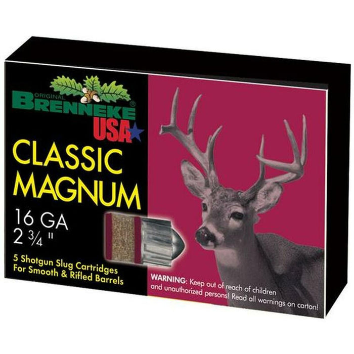 Brenneke 16 Gauge Classic Magnum 2-3/4" Slug - 5 Round Box (New Product)