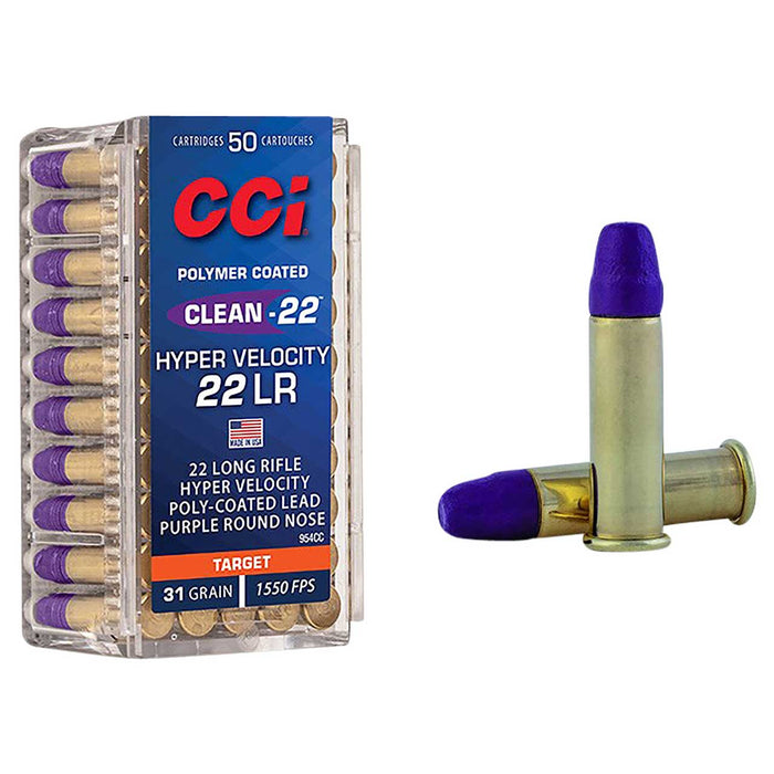 CCI Clean-22 Hyper Velocity .22 LR 31 gr LN Purple 50 Per Box