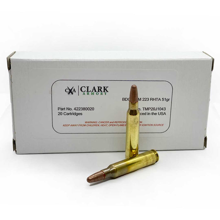 Clark Armory .223 Remington RHTA 51gr Frangible Training Ammunition - 20 Round Box
