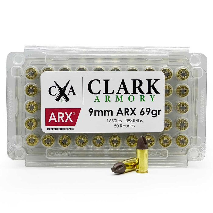 Clark Armory 9mm Luger 69gr ARX Preferred Defense Ammunition - 50 Round Box