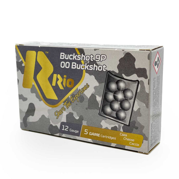 Rio 12 Gauge 2-3/4" 00 Buckshot 9 Pellet Ammunition - 5 Round Box