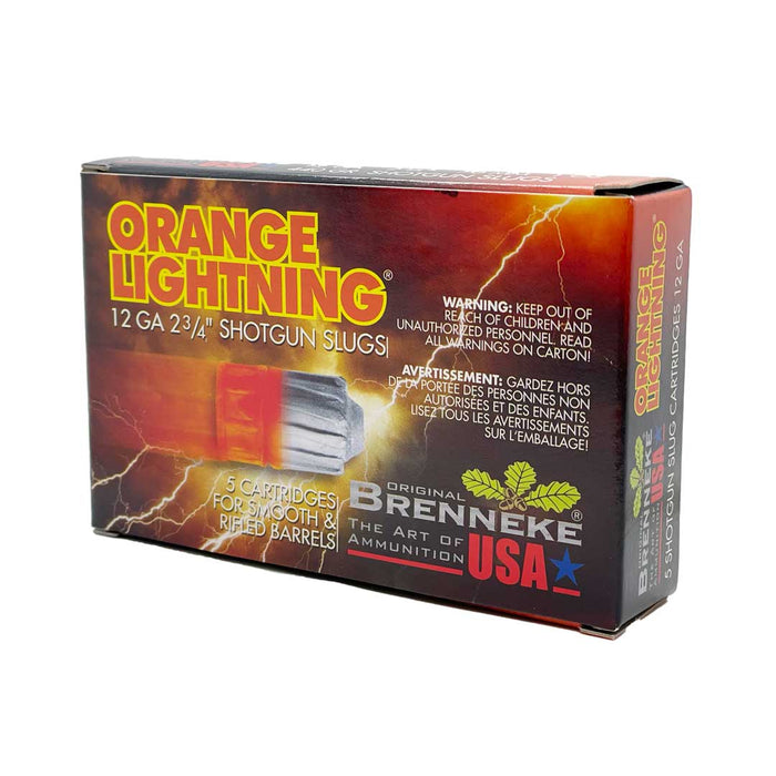 Brenneke 12 Gauge 2-3/4" 1oz 125th Anniversary Orange Lighting Slug - 5 Round Box (New Product)
