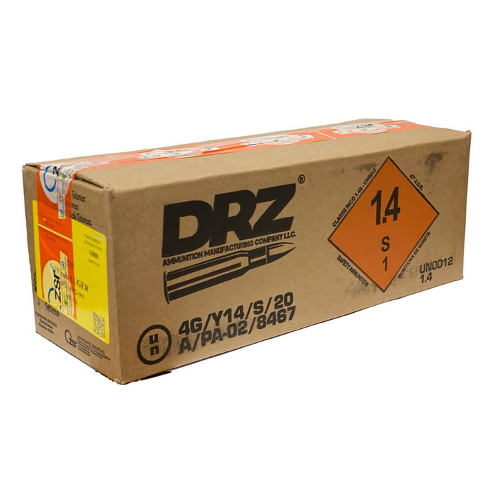 DRZ 9mm Luger 115gr Full Metal Jacket Ammunition - 1000 Round Case (New Product Special Pricing, Ships Next Day)