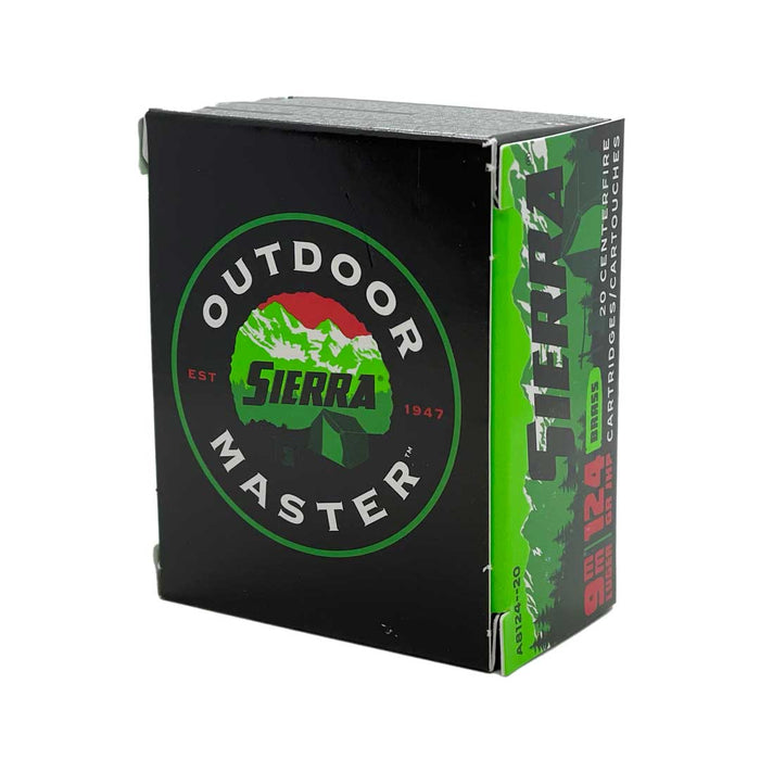 Sierra Outdoor Master 9mm Luger 124gr Jacketed Hollow Point Ammunition - 20 Round Box (New Product, Limited Supply)