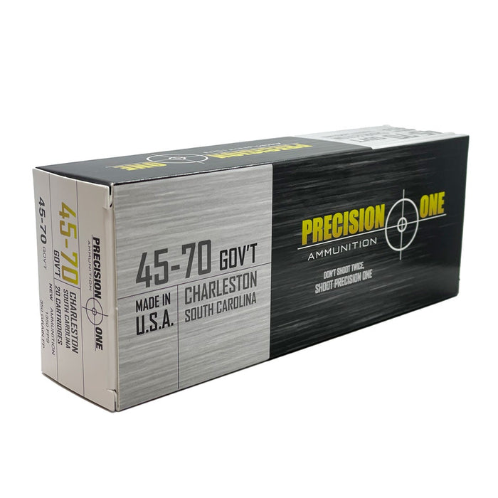 Precision One .45-70 Gov't 350gr Trapdoor Version Flat Point Ammunition - 20 Round Box (New Product, Limited Supply)