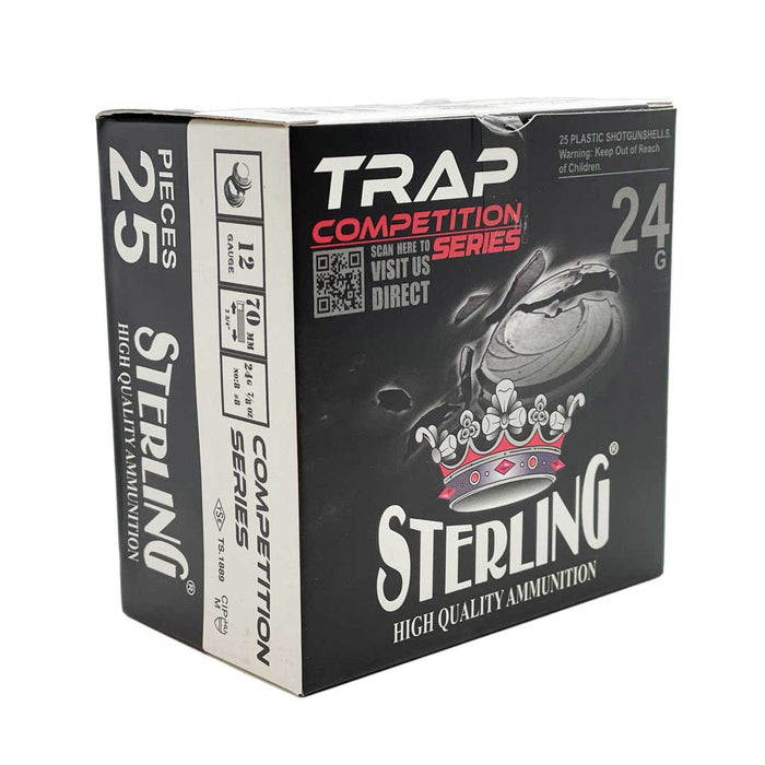 Sterling 12 Gauge 2-3/4" 7/8oz 8 Shot Trap Competition Series - 25 Round Box (New Product)