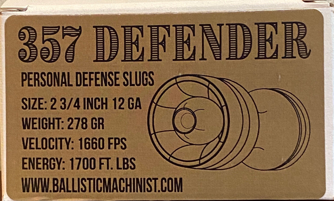 Ballistic Machinist .357 Defender 12 Gauge Ammunition - 5 Round Box