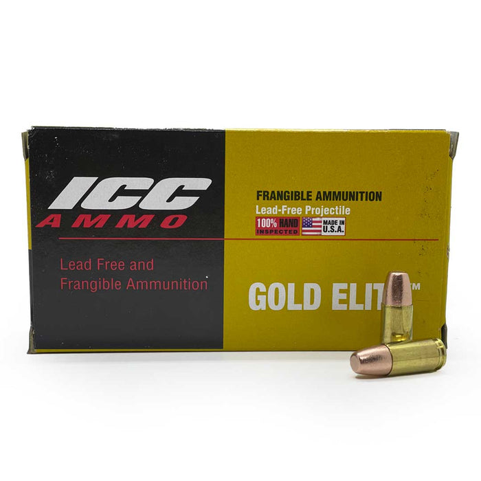 ICC 9mm Luger 100gr Gold Elite Training Copper-Tin Ammunition - 50 Round Box