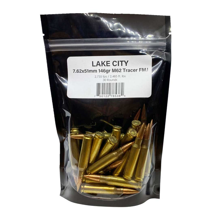 Lake City 7.62x51mm 146gr M62 FMJ Tracer Factory Seconds - 30 Round Bag